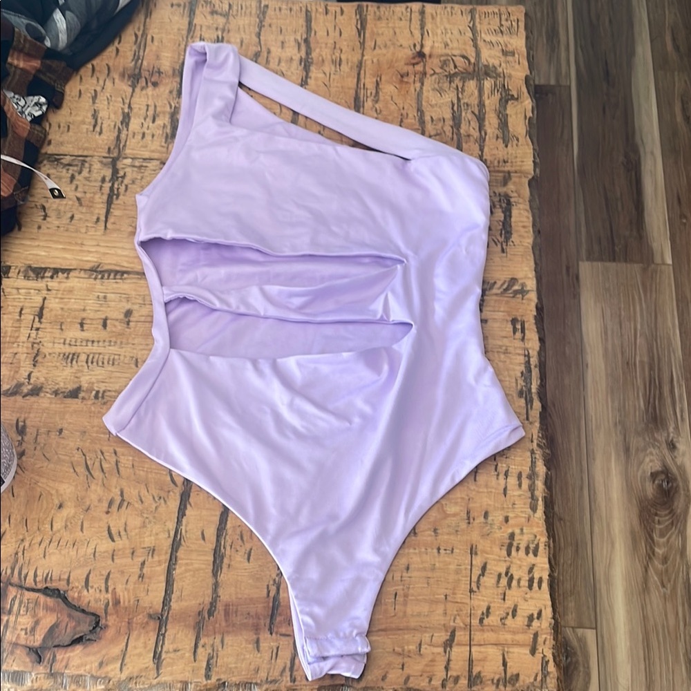 Rare Collective. Lavender One-Shoulder Bodysuit